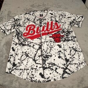 Chicago Bulls #66 NBA Baseball Style Jersey Paint Splatter Size Large
